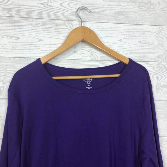 St Johns Bay Women's Essential Tee Long Sleeve 100% Cotton Scoop Neck Size 2X - Picture 2 of 4